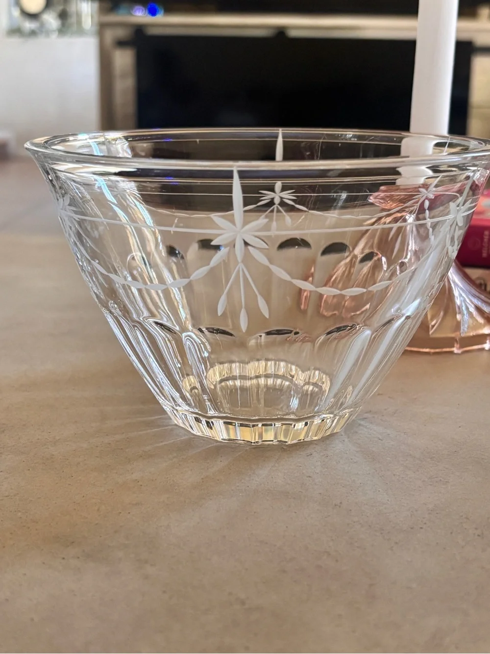 Gorham Clear Crystal Etched Serving Bowl